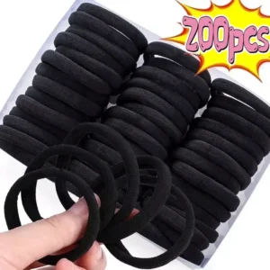 200 יחידות / מערכת נשים ובנות סרטי שיער בסיסיים פשוטים בצבעים אחידים גומיות לשיער אביזרי שיער תוחם זנב סוס